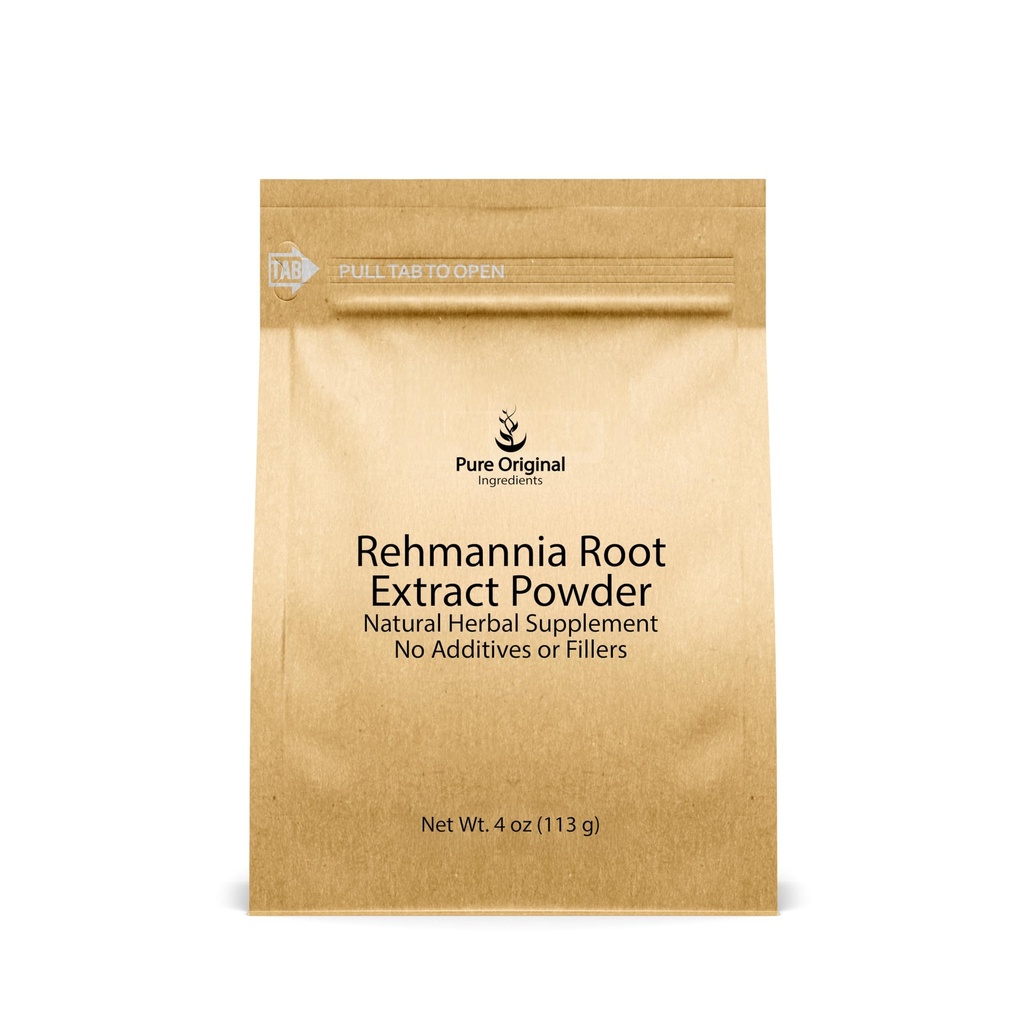 PURE ORIGINAL INGREDIENTS Rehmannia Wurzelextrakt Pulver (4oz) Non-GMO, Chinesische Foxglove, Traditionelle Kräuterergänzung