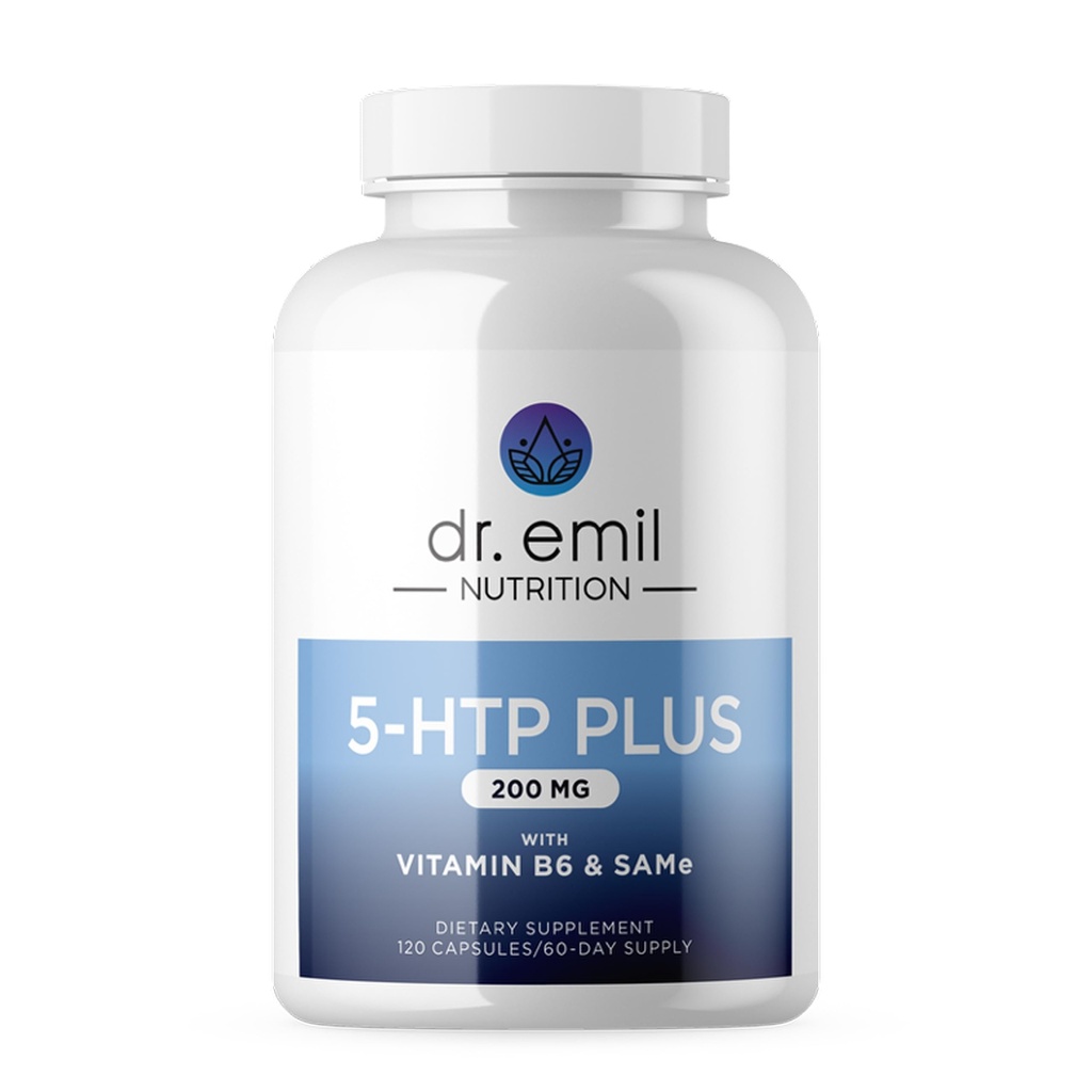 DR. EMIL NUTRITION 200 MG 5-HTP Plus mit SAM-e für Stimmung, Stress und Schlaf - 5HTP Ergänzung mit Vitamin B6-120 Vegan Kapseln, 60 Portionen