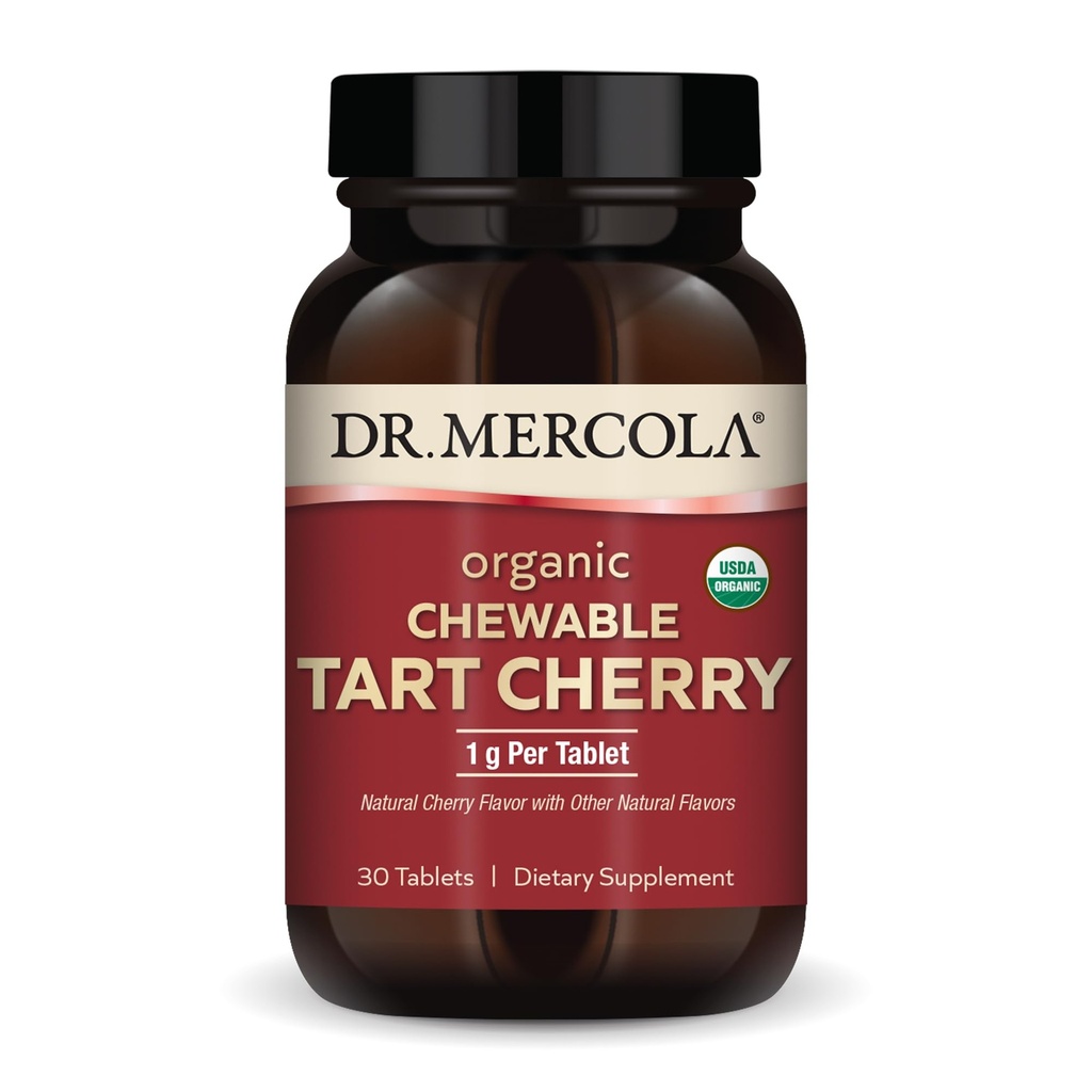 Dr. Mercola Organic Chewable Tart Cherry, 30 Servings (30 Capsule), Non-GMO, Gluten Free, Soy Free