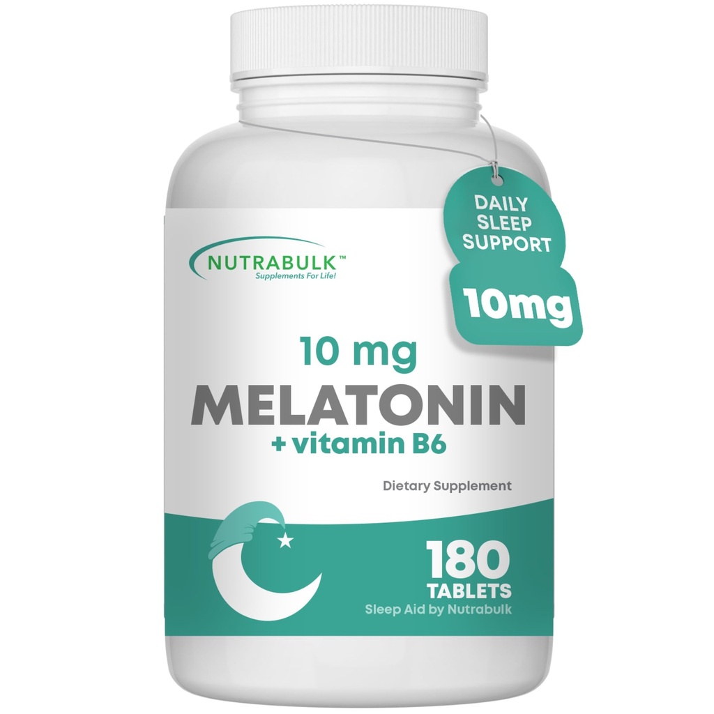 NutraBulk Melatonin Tablets – Quick Release Natural Nighttime Sleep Aid per adulti e bambini. (180 compresse)