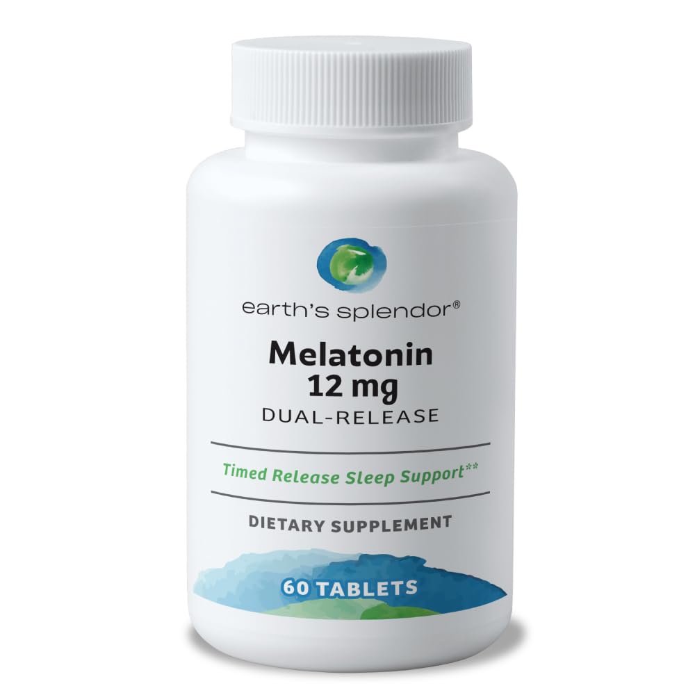 Melatonina 12 MG Tablets Bilayer della Terra, supplemento di aiuto al sonno, 60 conte - Melatonina di alimentazione di 2 mesi