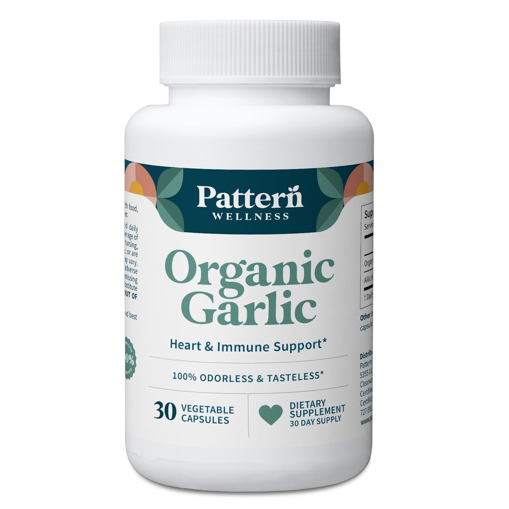 Muster Wellness Odorless Organic Garlic – 1000mg – Immun-, Circulatory & Heart Health Support – Non-GMO & Gluten Free – 30 Vegan Kapseln