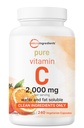Reines Vitamin C 2.000mg, 240 Veggie Kapseln | Hochverfügbare Fett & Wasser lösliche Formen | Max Potency | Antioxidans & Immununterstützungsergänzung | Leicht absorbiert, Non-GMO, Filler Free