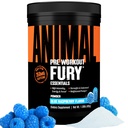 Fury animale - Pre Supplemento di polvere di allenamento per l'energia e la messa a fuoco - 5g BCAA, 350 mg di caffeina ossigeno nitrico senza creatina - potente stimolante per culturisti - Blue Raspberry