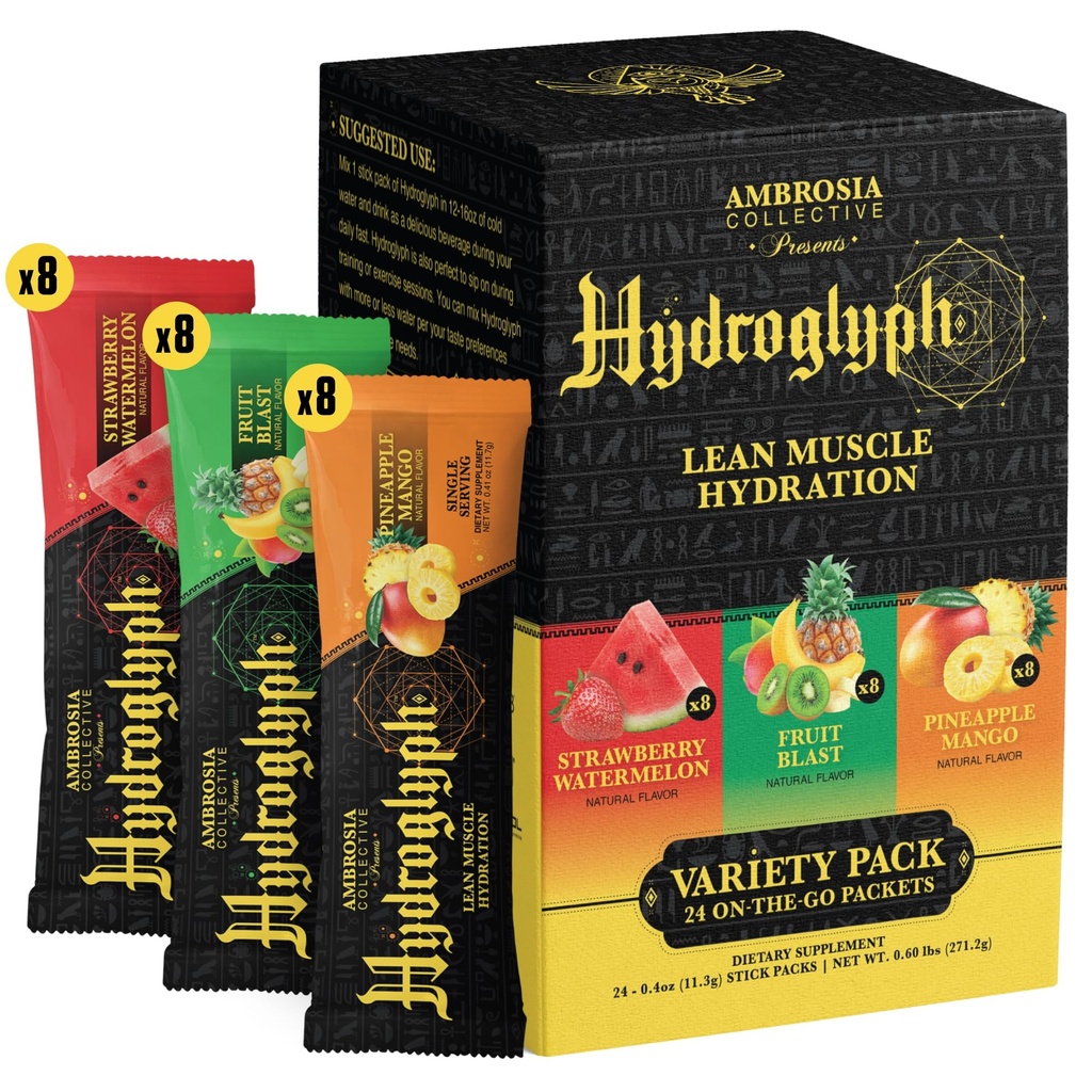 Polvere degli elettroliti di digiuno di Ambrosia | Aminoacidi EAA, BCAA & HMB | Idratazione senza zucchero con acqua di cocco | Vegan, Gluten Free | 24 Packets a singola dose