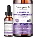 GREENPEOPLE Magnesium Glycinate Liquid Drops - 4-in-1 High Absorption Liquid Magnesium for Sleep with Saffron, GABA & Bacopa | Fast-Acting, Bone, Muscle & Sleep | Sugar-Free Grape Flavor, 2fl Oz Vegan