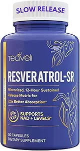 Capsules avancées de resvératrol Trans avec libération prolongée de 12 heures pour une meilleure biodisponibilité jusqu'à 250 % - Supplément de resvératrol NAD avec resvératrol micronisé