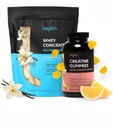 LÉGION Support de performance Stack – Gommies monohydratées créatine (Lémon goutte, 30 portions) + poudre de protéines de lactosérum (Vanilla, 30 portions)