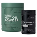 Sport Research® Keto Pack mit Kreatin-Monohydratkapseln und Bio-MCT-Ölpulver - Keto & Vegan MCTs C8, C10 aus Kokosnüssen