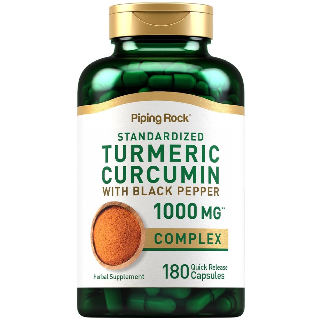 Piping Rock curcuma currica con estratto di pepe nero | 180 capsule | supplemento erbe complesso | Non OGM, senza glutine
