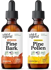 Wild & Organic Pine Bark Tinkture 2 fl oz & Pine Pollen Tinktur 2 fl oz