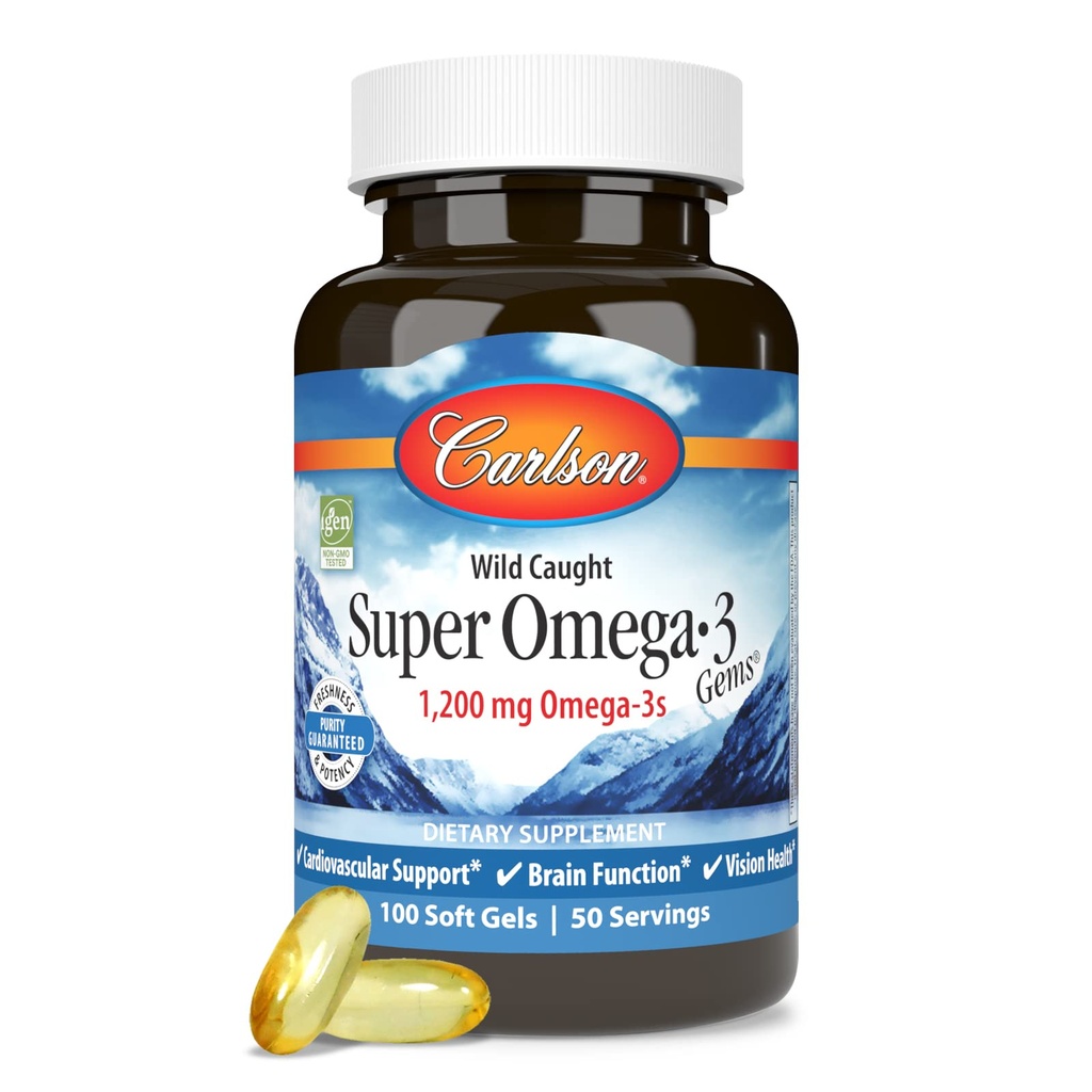 Carlson Super Omega-3 Gems, Norwegisch, 1.200 mg Omega-3s, 100 Soft Gels