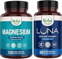 Nested Naturals Luna Melatonin-Free Sleep Aid & Magnesium Glycinate Chelate per un migliore sonno, relax, & Recupero (180 capsule)