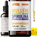 SIRUNES Mullein Herbal Drops with Chlorophyll, Irish Sea Moss, Spirulina & Elderberry – 4 fl oz – Daily Respiratory & Immune Wellness Supplement