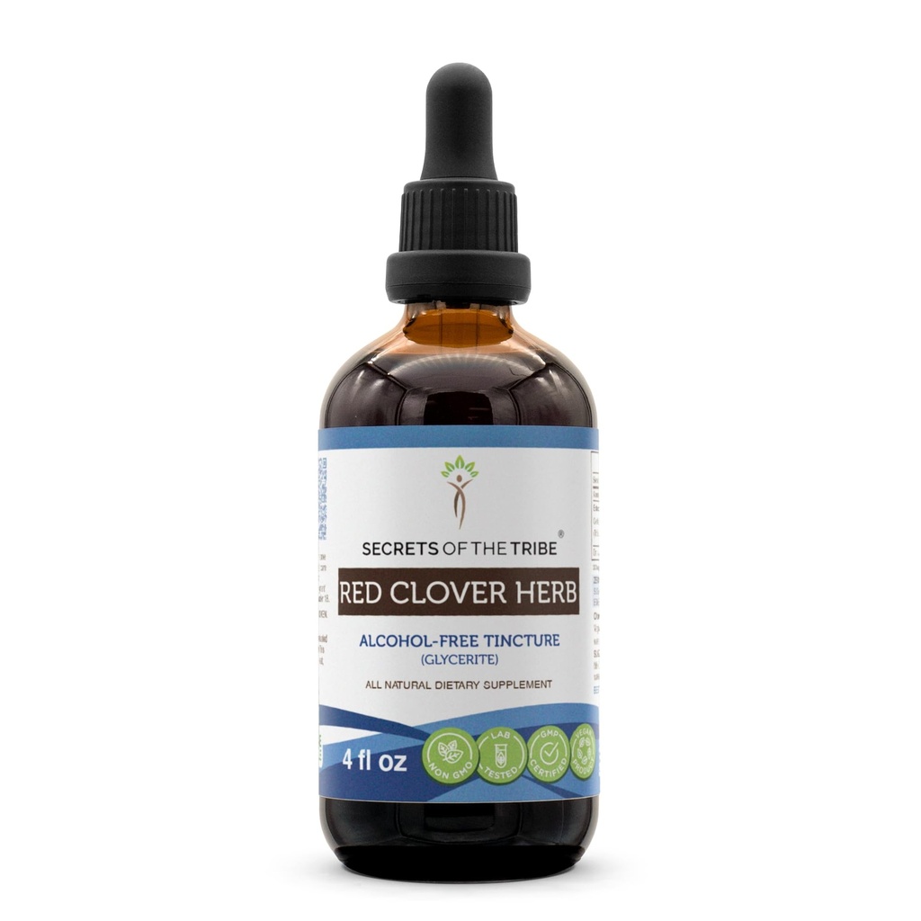 Red Clover Herb USDA Organic Tincture | Alcohol-FREE Extract, High-Potency Herbal Drops| Realizzato in 100% certificata Organic Red Clover Herb (Trifolium Pratense) Dried Leaf and Flower 4 oz