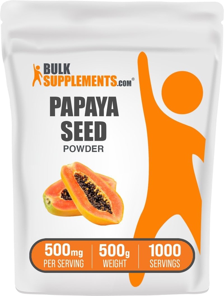 BulkSupplements.com Papaya Seed Powder - Carica Papaya Seed, Nahrungsergänzungsmittel, für Verdauungs- & Gut-Unterstützung - Glutenfrei, 500mg pro Servierung, 500g (1.1 lbs) (Pack von 1)