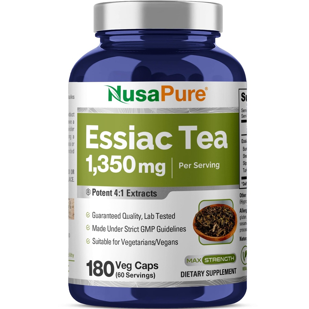NusaPure Essiac Tea 1350 mg 180 Veggie Caps (Vegetarisch, Non-GMO)