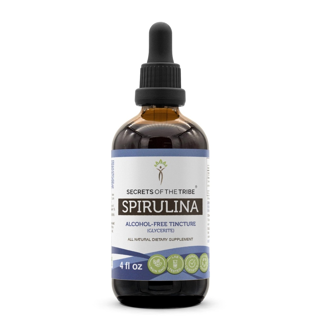 Secrets of the Tribe Spirulina Alcohol-Free Liquid Extract, Spirulina (Arthrospira Platensis) Tinktur Supplement (4 FL OZ)