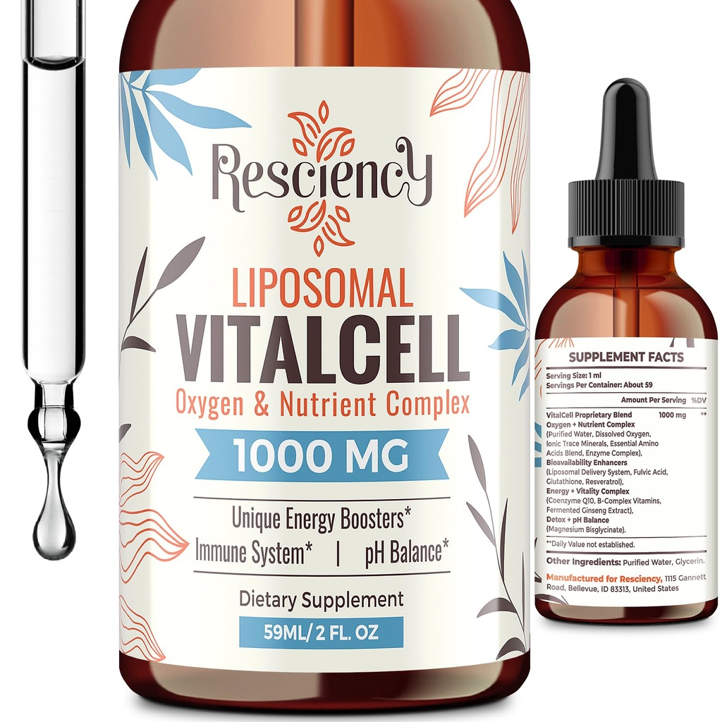 13-in-1 Liquid Oxygen Boost & Nutrient Supplement, Liposomal Optimized-Delivery Blend with Trace Minerals, Aminoacidi, CoQ10, B Vitamins & Fulvic Acid, Daily Wellness Liquid Oxygen Drops, 2 fl oz