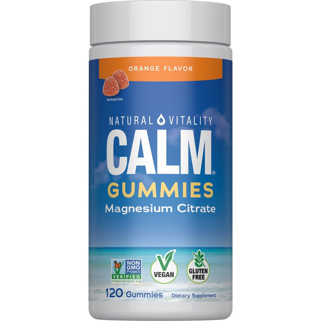 Natural Vitality Calm Magnesium Gummies | 330mg Per Serving | Orange Flavored Supplement | Gluten-Free & Vegan | 120 Count