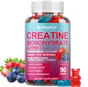 Creatine Monohydrate 8000mg Gummie mit BCAA, L-Carnitin, Taurine & Vitamin B12 - Pre Workout Ergänzung für Muskelwachstum, Stärke & Energie, Multi-Flavor Chewable Gummis, 90 Zähler für Männer & Frauen