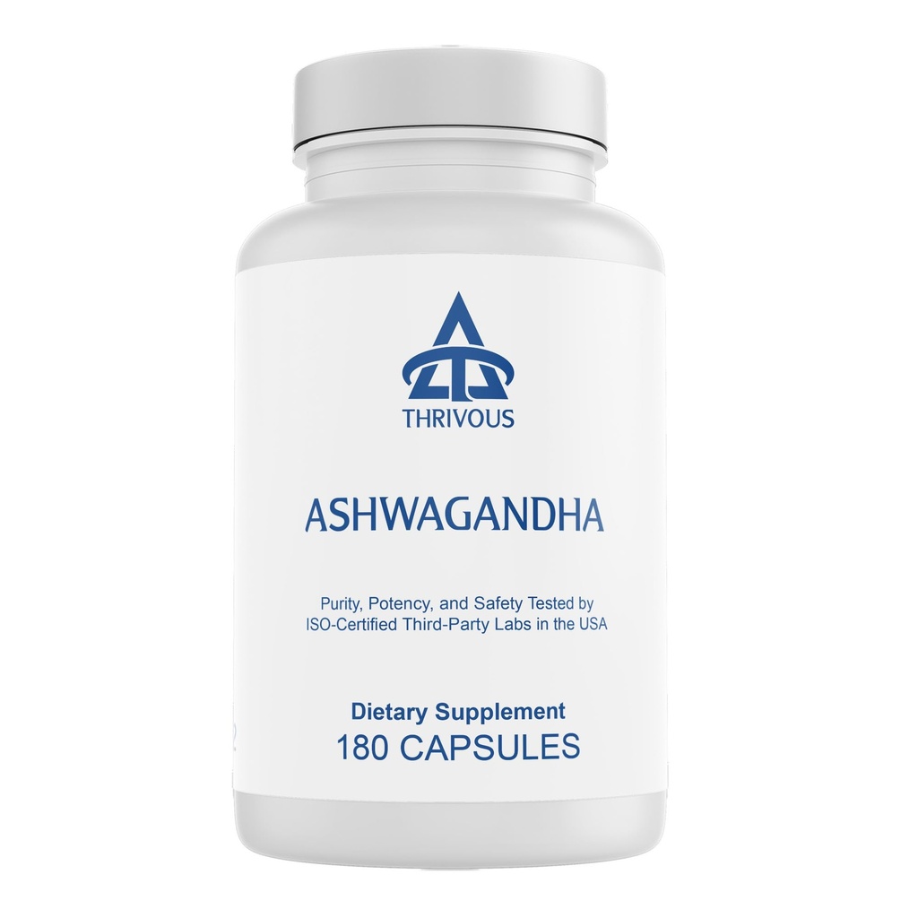 Thrivous Ashwagandha Root Extract, 300 mg KSM-66 with 5% Withanolide, 180 Capsules, Third-Party Tested Dietary Supplement