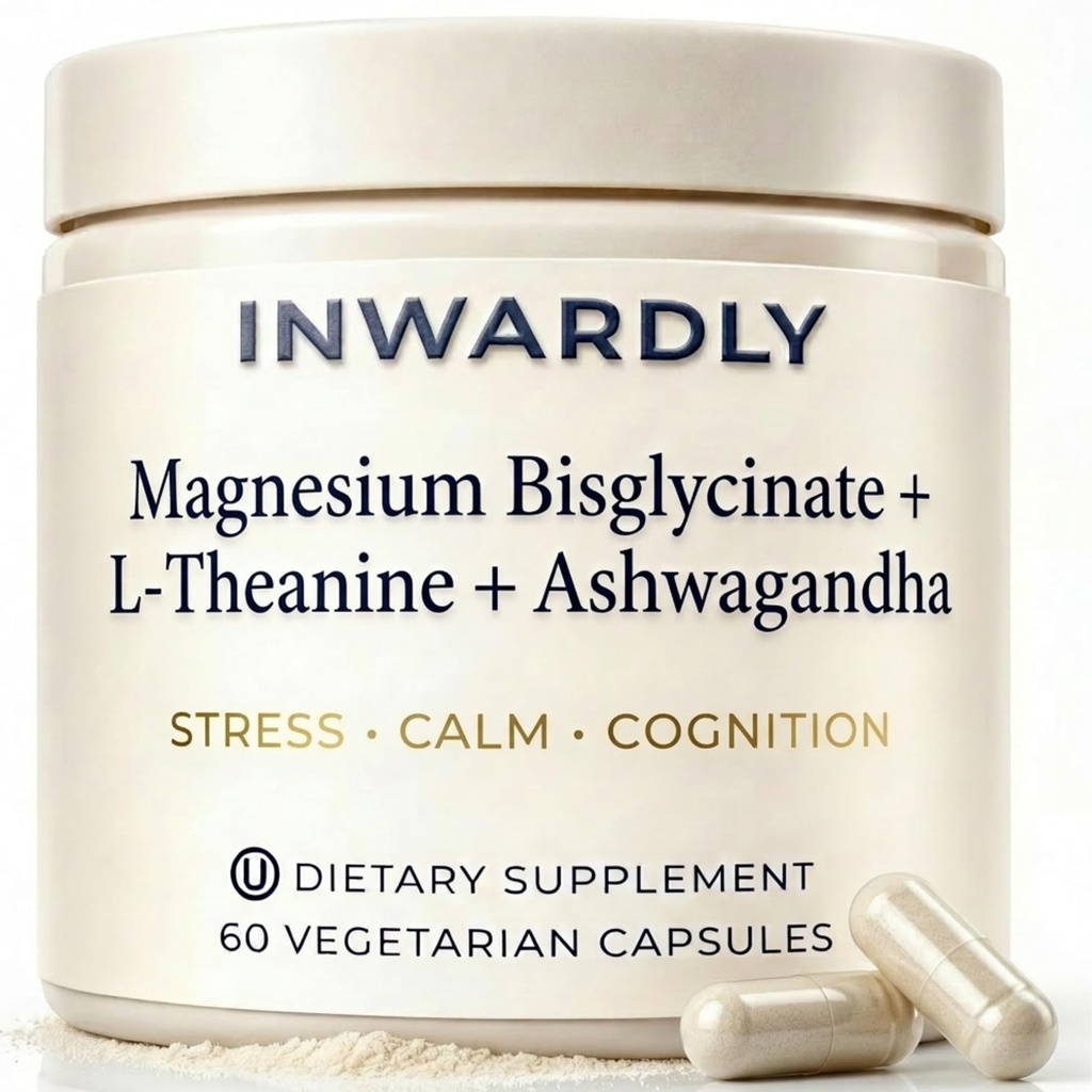 Magnesium Bisglycinate 500mg + KSM-66 Ashwagandha 300mg + L-Theanine 200mg, TRAACS High Absorption Chelated Magnesium Glycinate Supplement for Sleep, Stress & Cognition, 60 Vegan Capsules