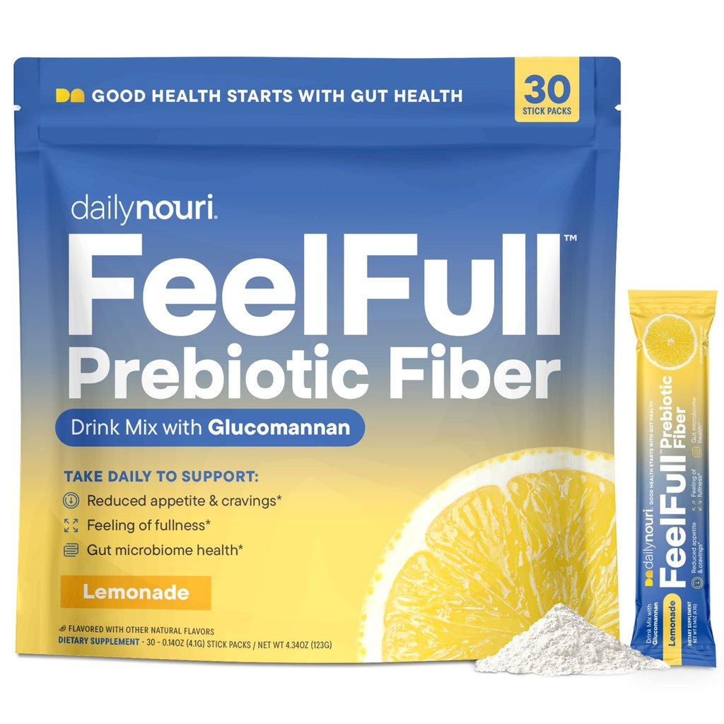 Daily Nouri FeelFull Prebiotic Fiber Drink Mix (en mélange de fibres prébiotiques) prend en charge la plénitude naturelle, l'appétit et les rages Contrôle, Gut et santé métabolique