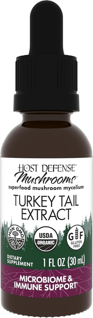 Host Defense Turkey Tail Extract - Digestive Health & Immune Response Support Supplement - Pilzergänzung für Gastrointestinal & Gut Microbiome Support - 1 fl oz (30 Servierungen)*