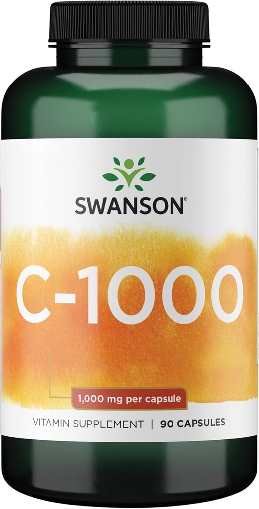 Swanson Vitamin C w/Rose HIPS - Kräuterergänzung Förderung der Hautgesundheit, Herzgesundheit & Immunsystem Unterstützung - Natürliche Formel Förderung Schutz & Wellness - (90 Kapseln, 1000mg Jeder)