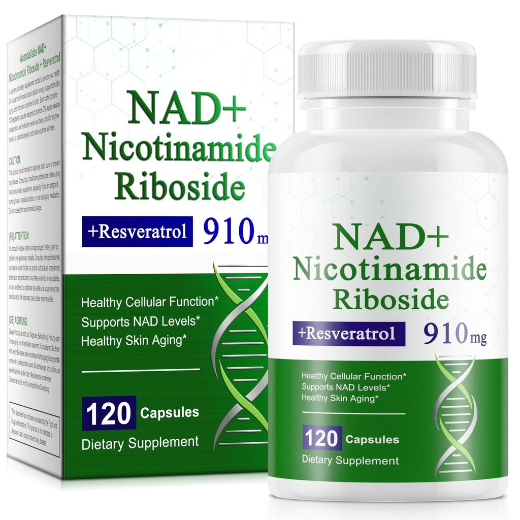 A r b c r n 120 Capsules NAD+ Supplement,NAD Nicotinamide Riboside Resveratrol 910mg for Men and Women, NR Supplement for Energy Anti-Aging Focus