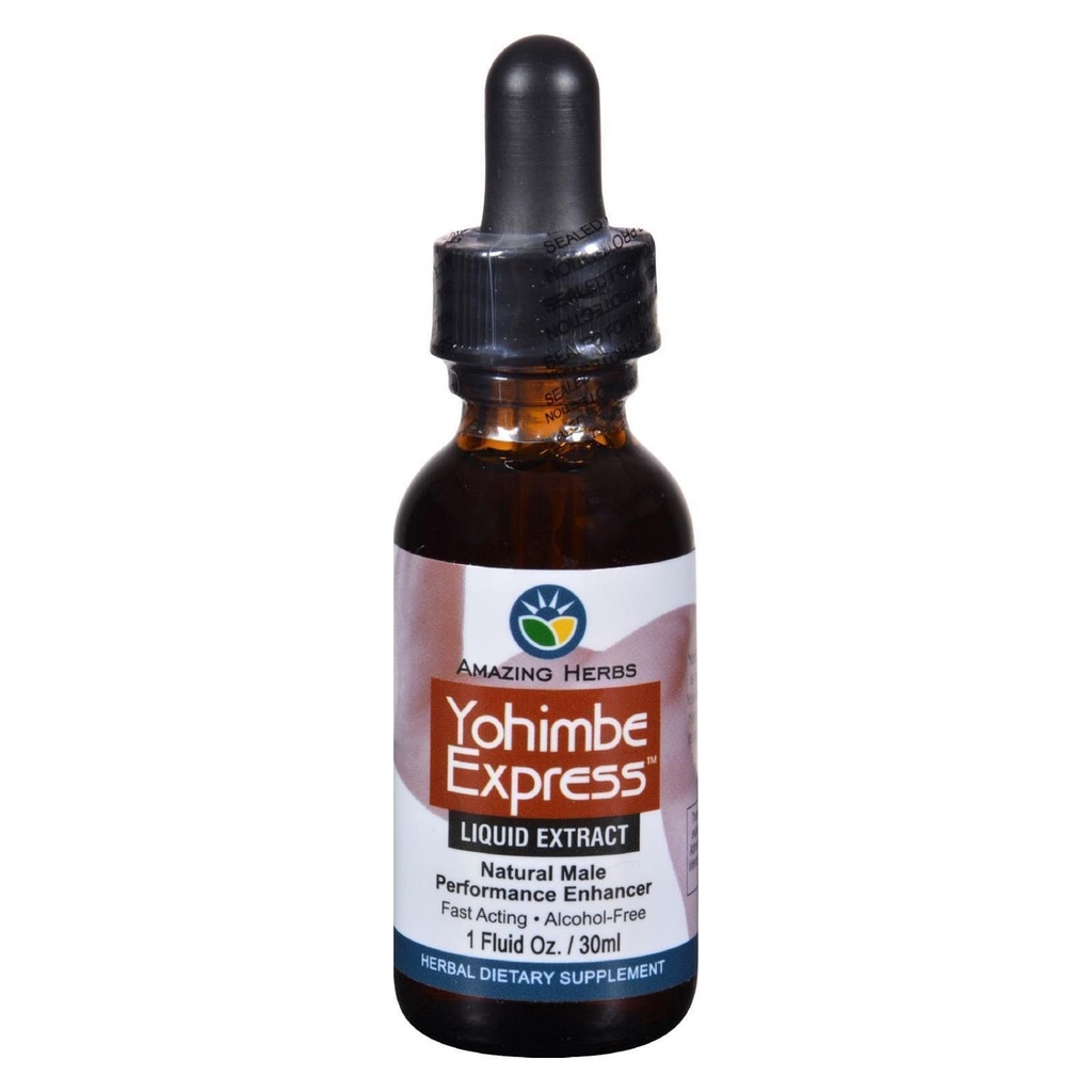 Herbes étonnantes Yogimbe Express - Enhancer la performance, 100% pur Yohimbe Bark Extrait liquide sans alcool, supplément alimentaire à base de plantes - 1 Fl Oz (paquet de 1)