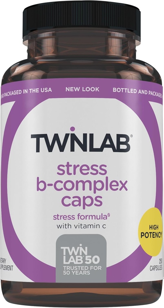 Twinlab Stress B-Complex Caps - Energieunterstützungsergänzung mit Vitamin B12 und B6-250 Kapseln