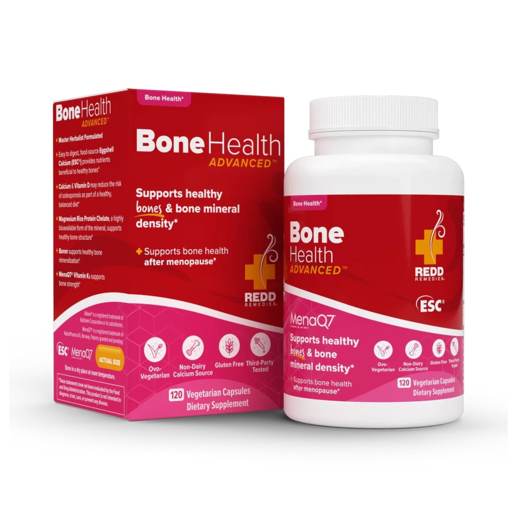 Redd Remedies, Bone Salute Avanzata, Vitamina D3 e Calcium per un forte supporto Bone, 120 capsule vegetariane