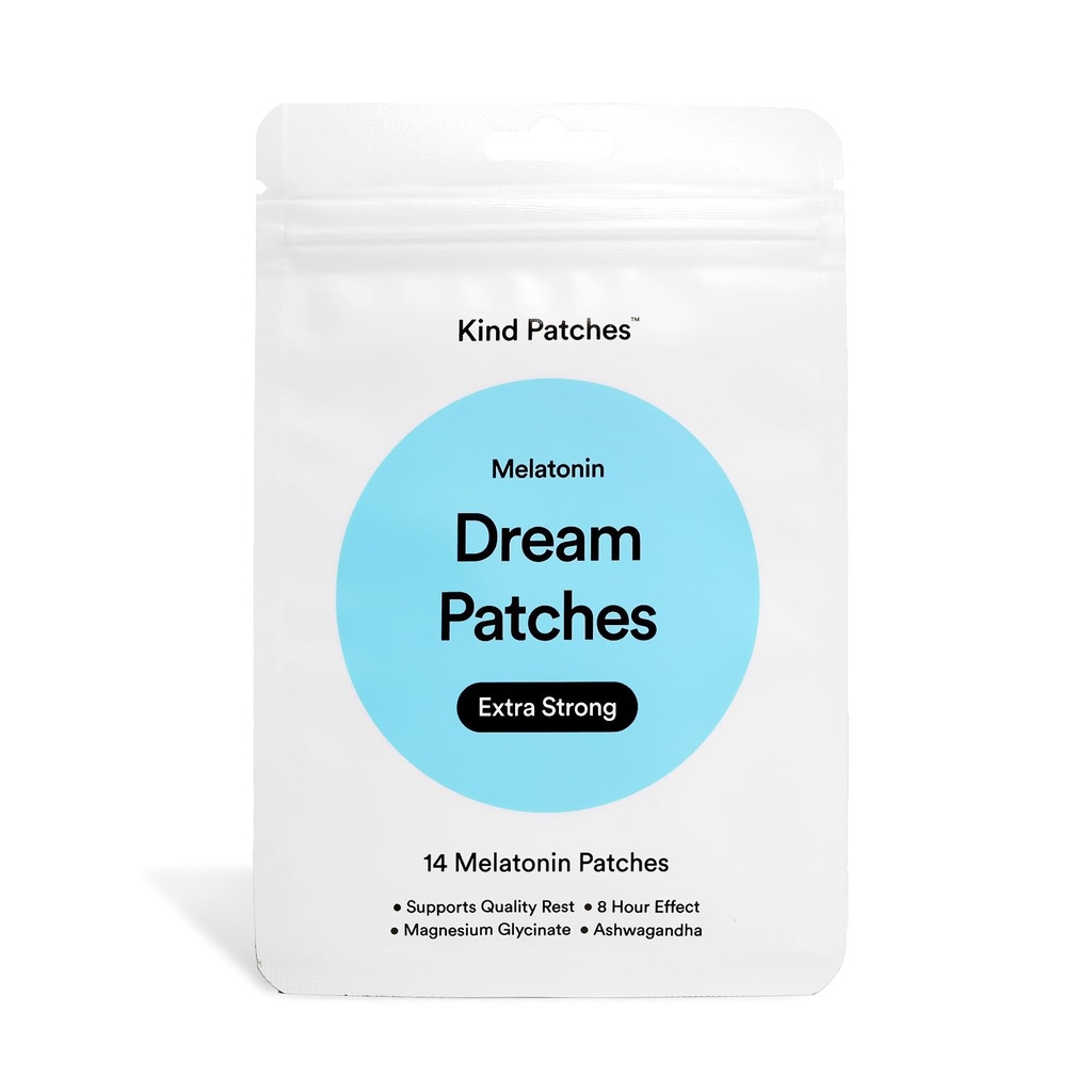 Kind Patches Melatonin Dream Patches Extra Strong - Sleep Patches - Sleep Aid with Ashwagandha and Magnesium for Rest - 14 Count