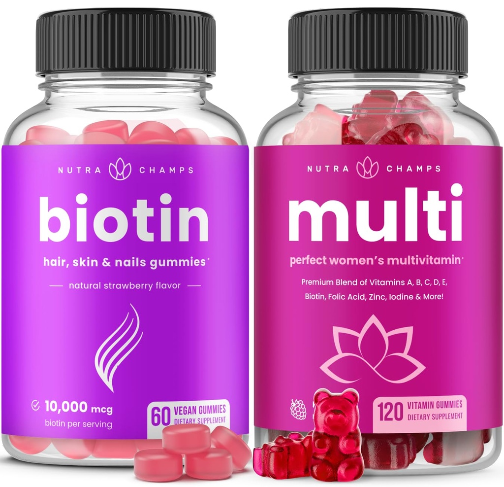 NutraChamps Biotin Gummies e Donne Multivitamina Gummies
