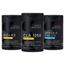 Sports Research® Multivitamin Pack - CLA 1250mg Derived from Safflower Oil, Vitamin D3 5000iu + K2 100mcg, and Alaskan Omega-3 Fish Oil 1250mg · Non-GMO · Gluten & Soy Free