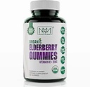 Gummie di mirtillo organico con zinco e vitamina C | Immune Boosting Sambucus Elderberry Rich in Antiossidanti | Basato vegetale, senza glutine, 60 Vegan Gummies