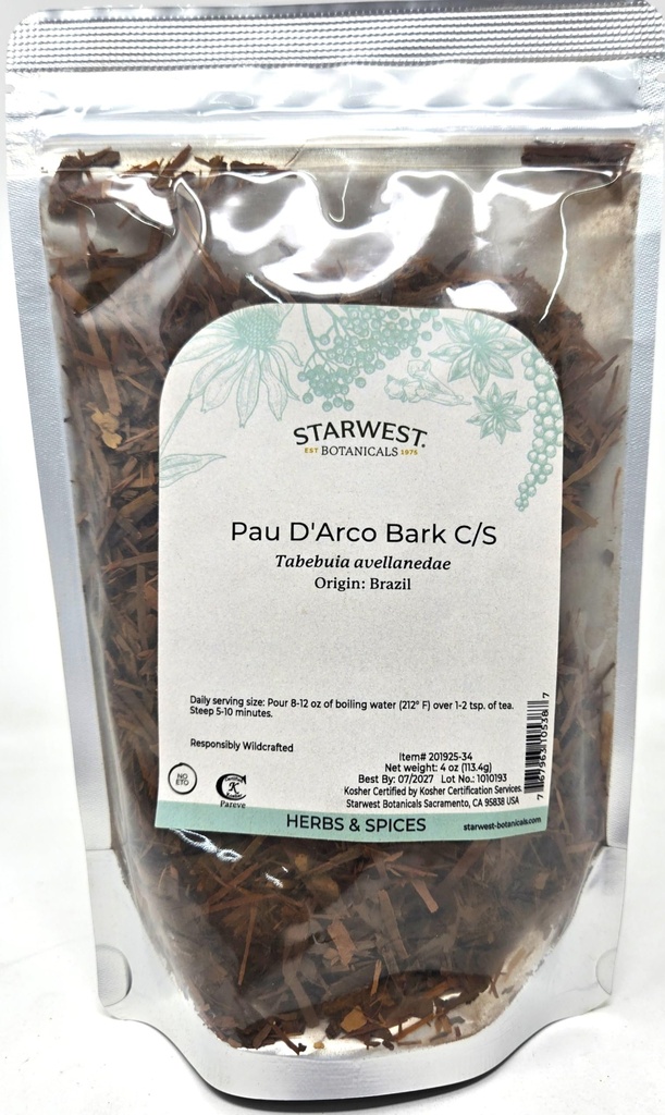 Pau D'Arco Bark C/S Wildcrafted - 4 Oz (113 G) - Botaniques Starwest