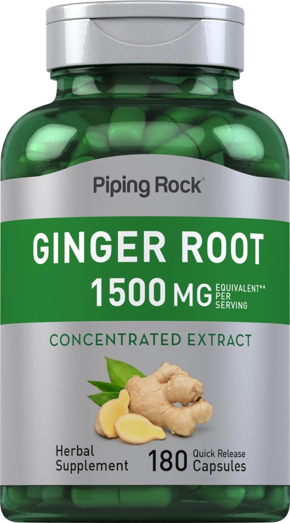 Piping Rock Ginger Root Supplement | 180 Kapseln | Nicht-GVO & Glutenfreie Formel