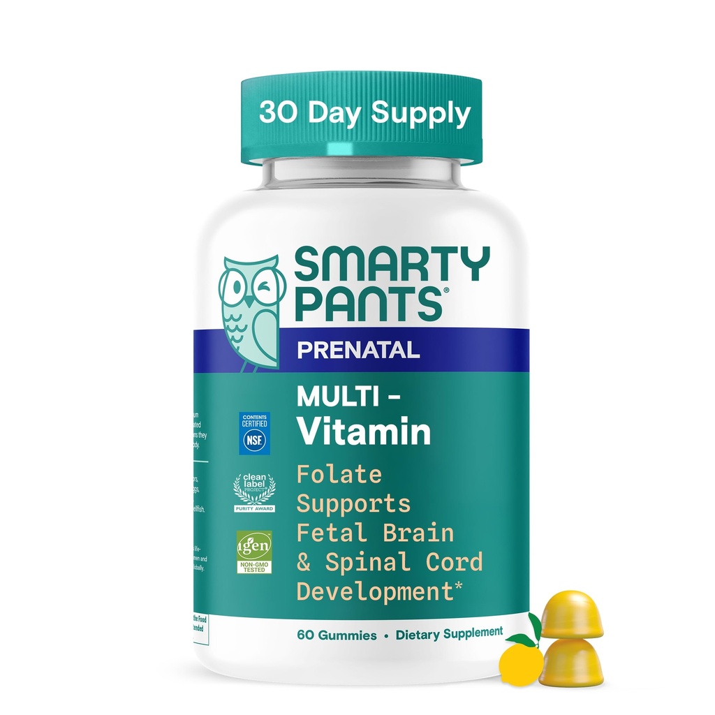 Vitamines prénatales SmartyPants pour femmes, Gommies multivitamines: Vitamines pré et postnatales, Biotine, Méthylfolate, Vitamine D3, C, Vitamine B12, B6, A, K & Zinc, Inositol, 60 Compte (30 jours)