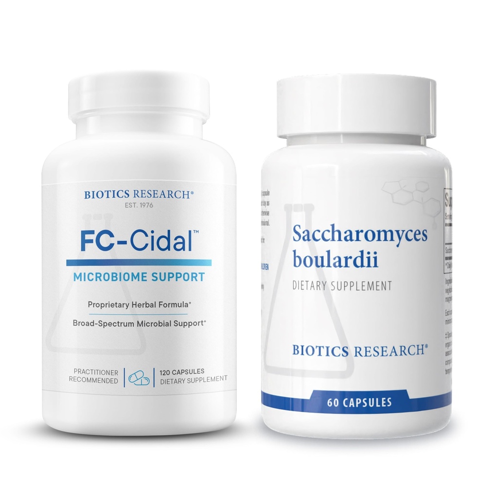 Biotics Research FC-Cidal Herbal Blend per il supporto digestivo e immunitario + Saccharomyces boulardii Probiotico per la salute di GI – 120 Caps & 60 Caps