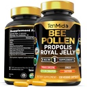 Integratore di capsule di polline d'api - Formula 7in1 - Combina con Propolis, Jelly reale, Panax Ginseng, Ceylon Cinnamon, Ginger e Saffron - Salute digestiva, Supporto immunitario - 120 capsule