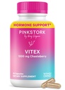 Pink Stork Organic Vitex – 1000 mg Chaste Tree Berry – Supporto basato sulle piante per la perimenopausa e l'armonia ormonale – aiuta a mantenere la regolarità del ciclo e l'equilibrio sano del progesterone – 60 capsule vegane
