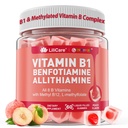 Gommies complexes de vitamine B1 et de vitamine B méthylée - Toutes les vitamines B, Benfotiamine, Thiamine et Inositol, multivitamines méthylées B1 B2 B6 multivitamines, L-méthylfolate, Méthyl B12 pour l'énergie de cognition Nerve, 60 Cts