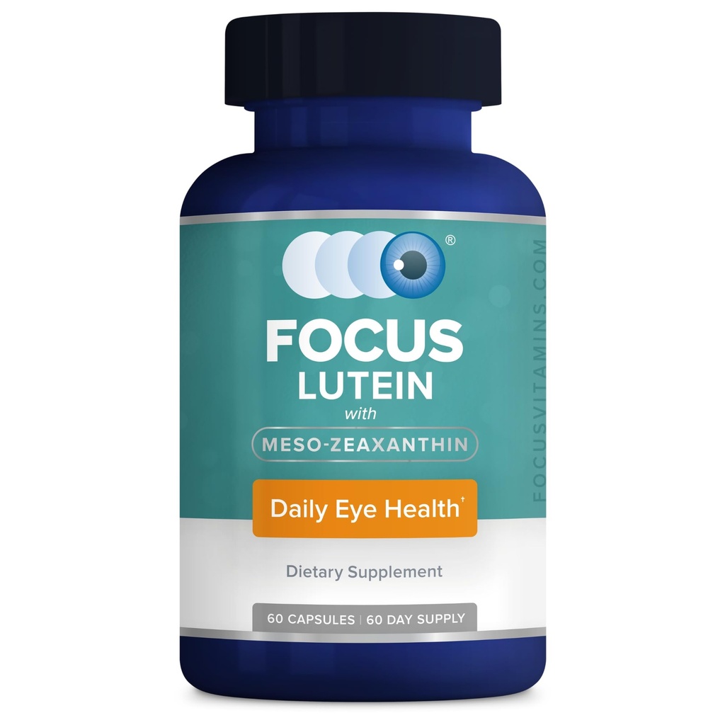 Fokus Lutein für Augen mit Meso-Zeaxanthin, Augen-Vitamin-Ergänzung, 60 Count, 60 Day Supply, tägliche Vision-Unterstützung für digitale Bildschirme, helles Licht, Sonnenlicht, vegan und zuckerfrei, Made in USA