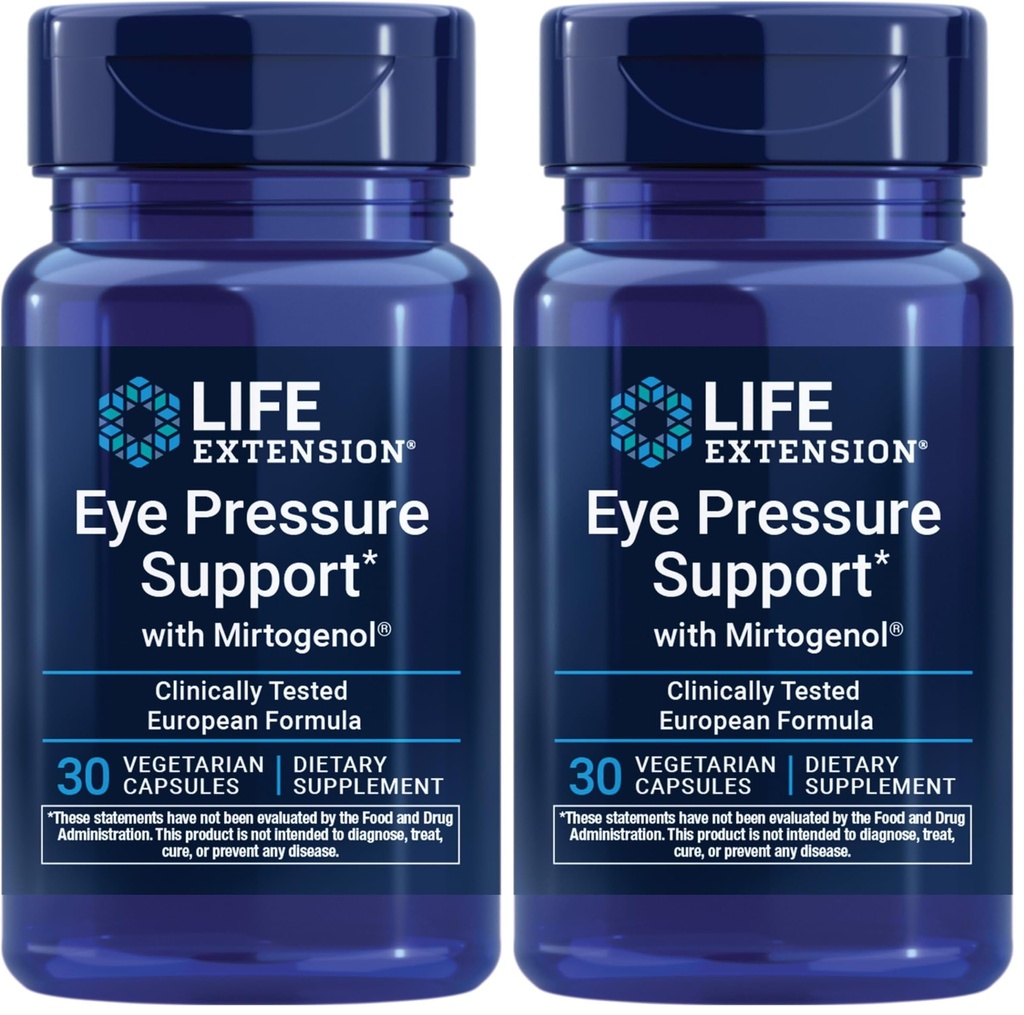 Life Extension Eye Pressure Support with Mirtogenol - Health Supplement for Healthy Eye Pressure - with French Maritime Pine bark – Glutenfrei, Vegetarisch, Non-GMO - 30 Kapseln (Pack of 2)