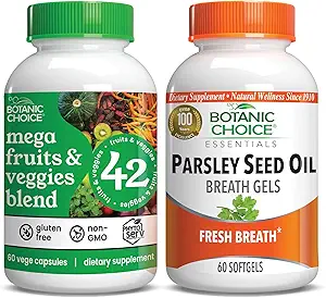 Scelta Botanica - Mega Fruits & Veggies e Parsley Seed Oil Bundle - Energy Balance & Breath Freshener Supplements for Adults