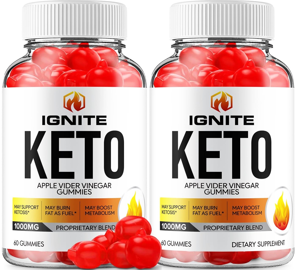 (2 Pack) Ignite Keto ACV Gummies - Advanced Formula Ignite Keto Plus ACV Gummies Apple Cider Vinegar Ignite ACV Dietary Supplement Men Women (120 Gummies)