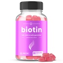 NutraChamps Zucchero Biotin Gummies 10000mcg [High Potency] - Capelli sani, Pelle & Unghie per le donne, Uomini & bambini - 5000mcg in Ogni pancia - Vegan, Non OGM, Integratore di vitamine per la salute dei capelli - Raspberry